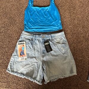Rewash light blue denim high-rise shorts bundle